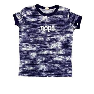 Lularoe Medium Ringer‎ Tee Shirt "Nope" Purple Tie-Dye